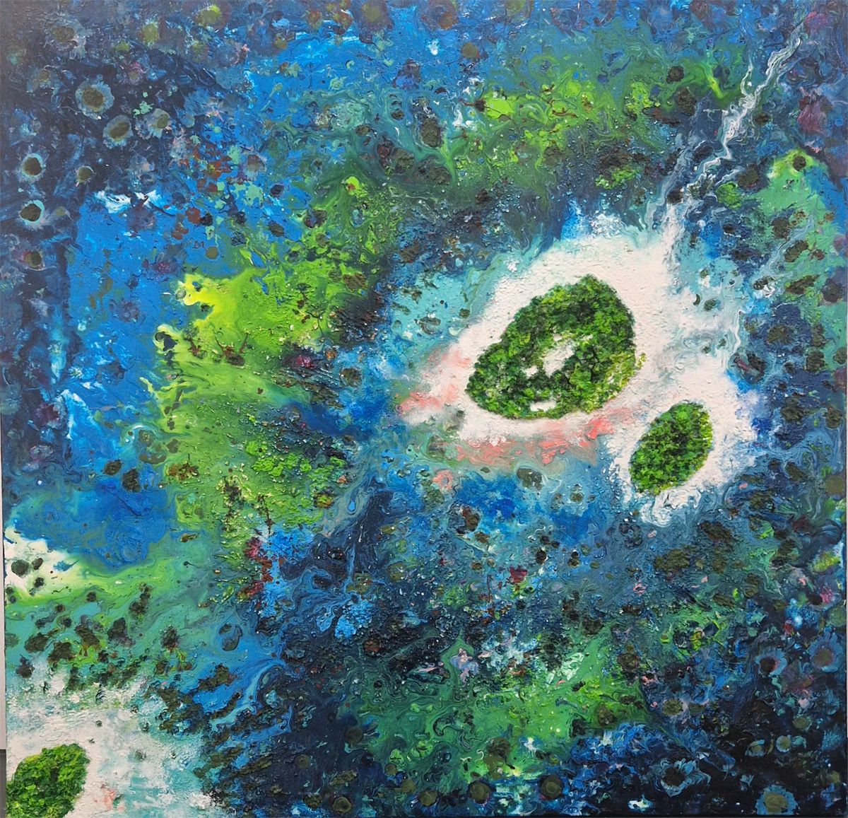Tableau de Philippe Boliviera a pour titre Les deux ilots style abstrait dim : Philippe Bolivieraprix:850