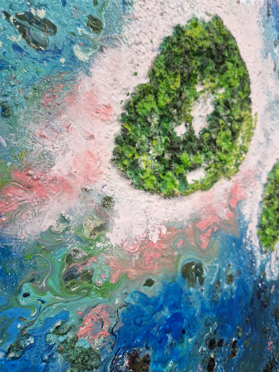 Tableau de Philippe Boliviera a pour titre Les deux ilots style abstrait dim : Philippe Bolivieraprix:850