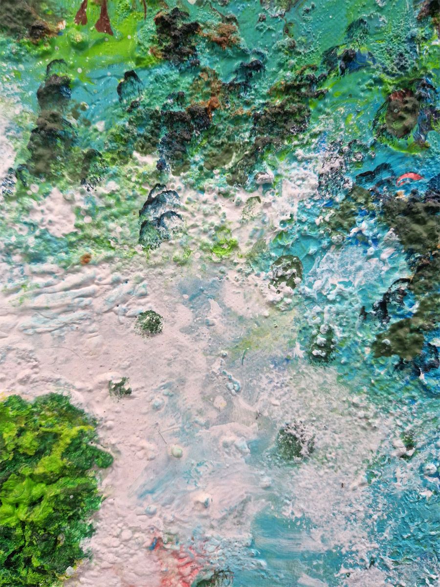 Tableau de Philippe Boliviera a pour titre Les deux ilots style abstrait dim : Philippe Bolivieraprix:850