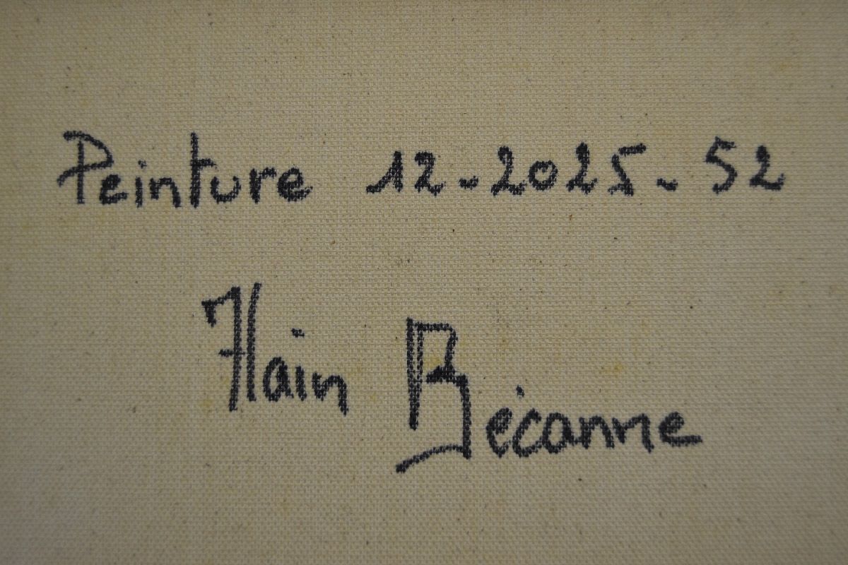 Tableau de ALAIN BECANNE a pour titre Peinture 12-2025-52 style abstrait dim : ALAIN BECANNEprix:250