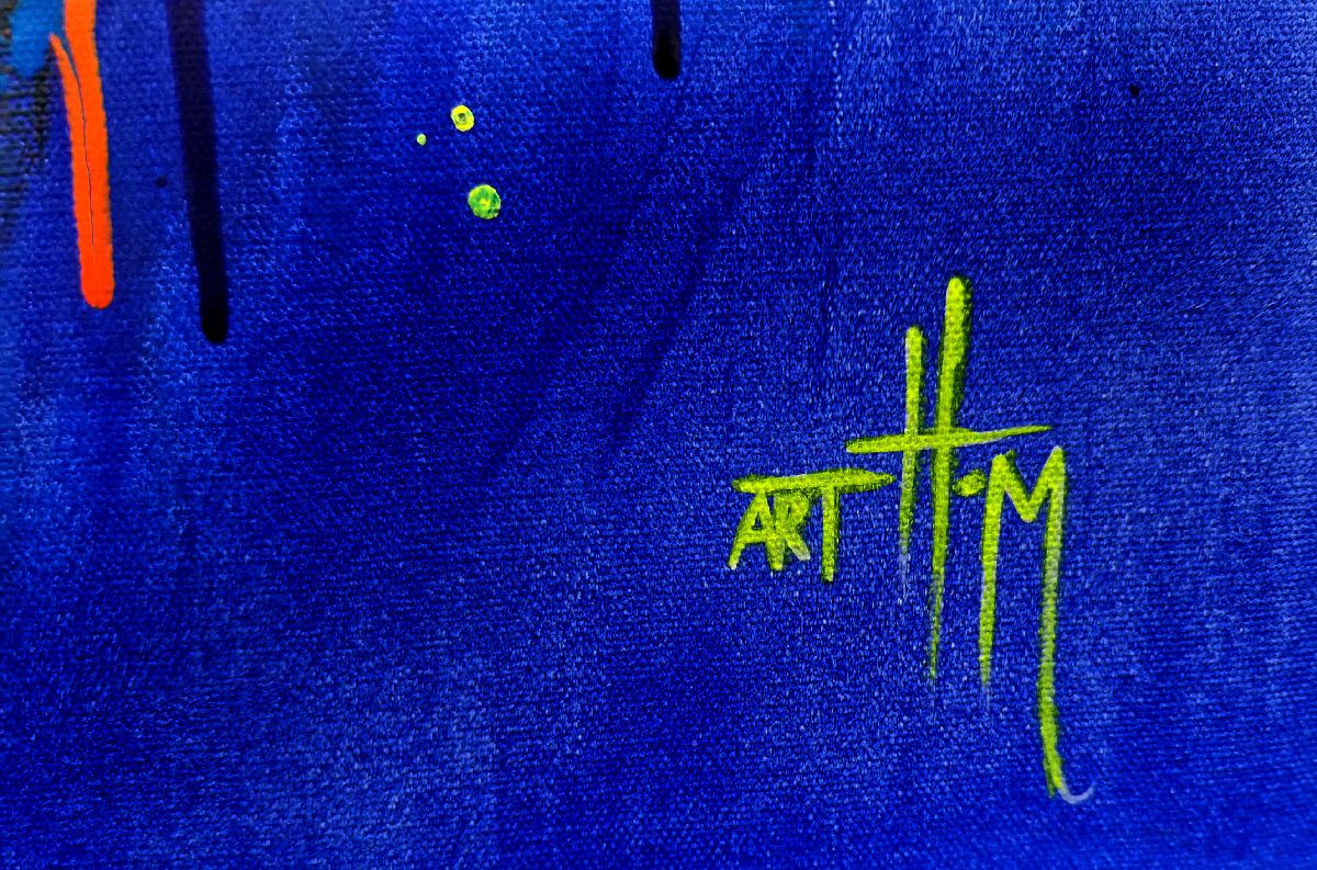 Tableau de ART HM a pour titre Bleu Kong UV style figuratif, graphique, street art dim : ART HMprix:1000