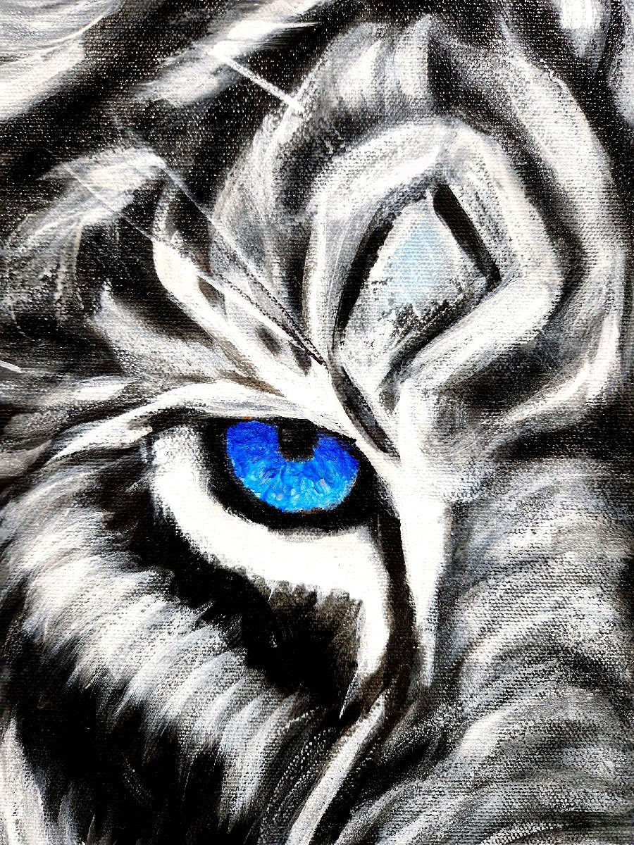 Tableau de ART HM a pour titre Lion bleu style figuratif, graphique dim : ART HMprix:1000