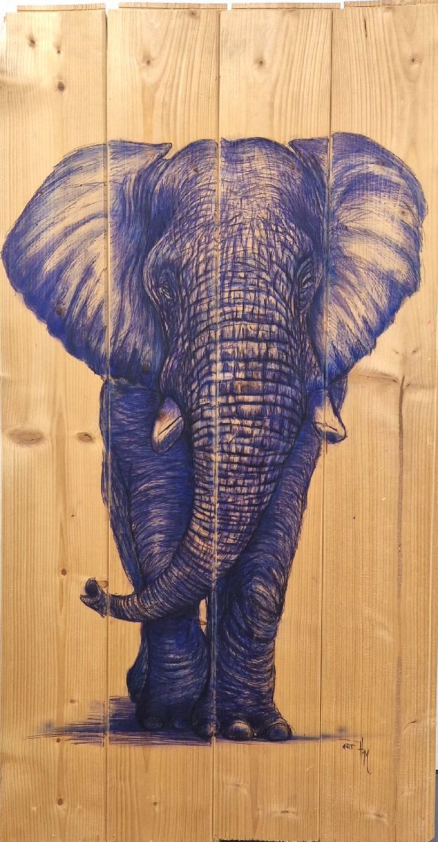 Tableau de ART HM a pour titre Eléphant style figuratif, graphique dim : ART HMprix:550
