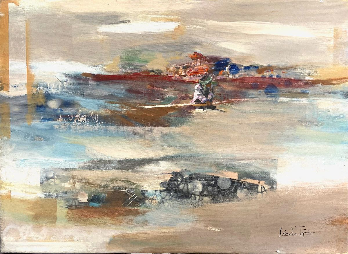Tableau de ARANCHA TEJEDOR a pour titre BATEAU style abstrait dim : ARANCHA TEJEDORprix:700