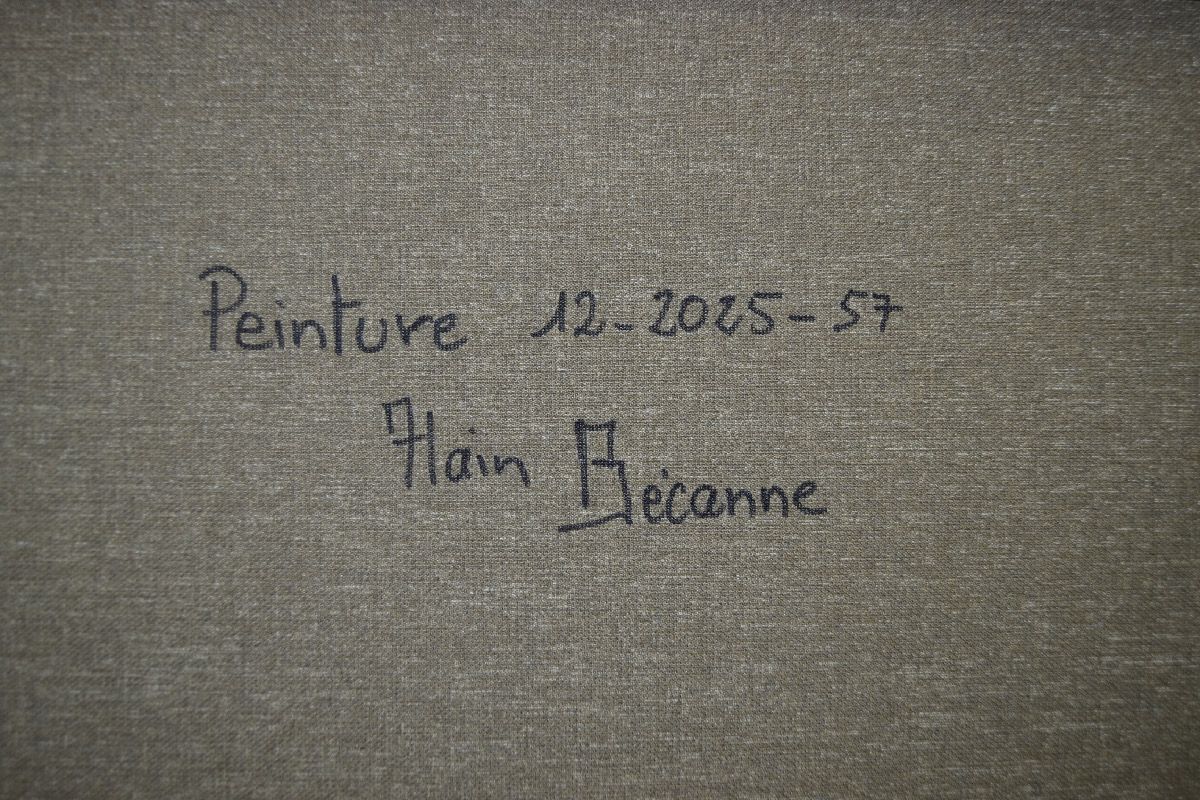 Tableau de ALAIN BECANNE a pour titre Peinture 12-2025-57 style abstrait dim : ALAIN BECANNEprix:950