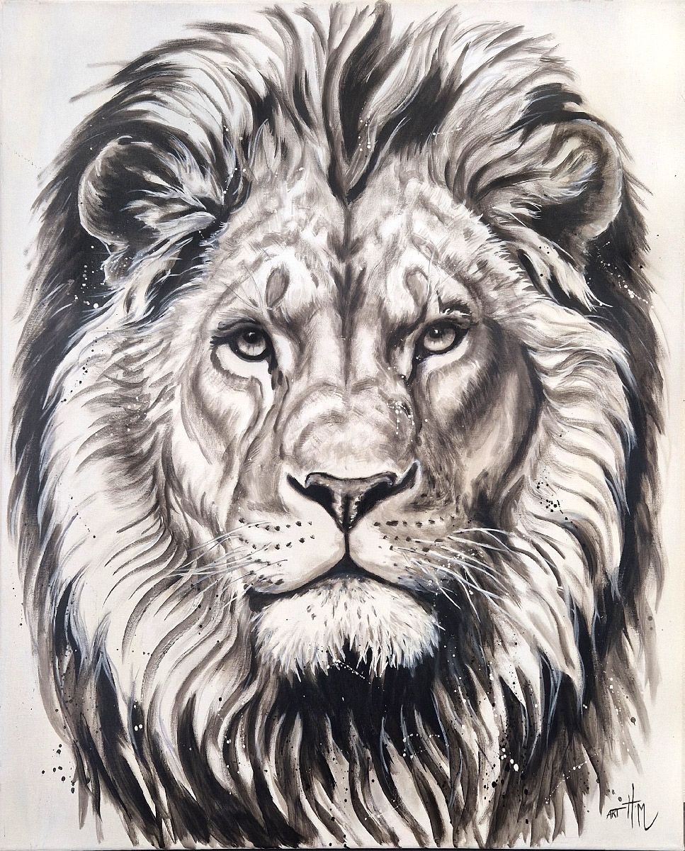 Tableau de ART HM a pour titre Lion Blanc style street art dim : ART HMprix:1000