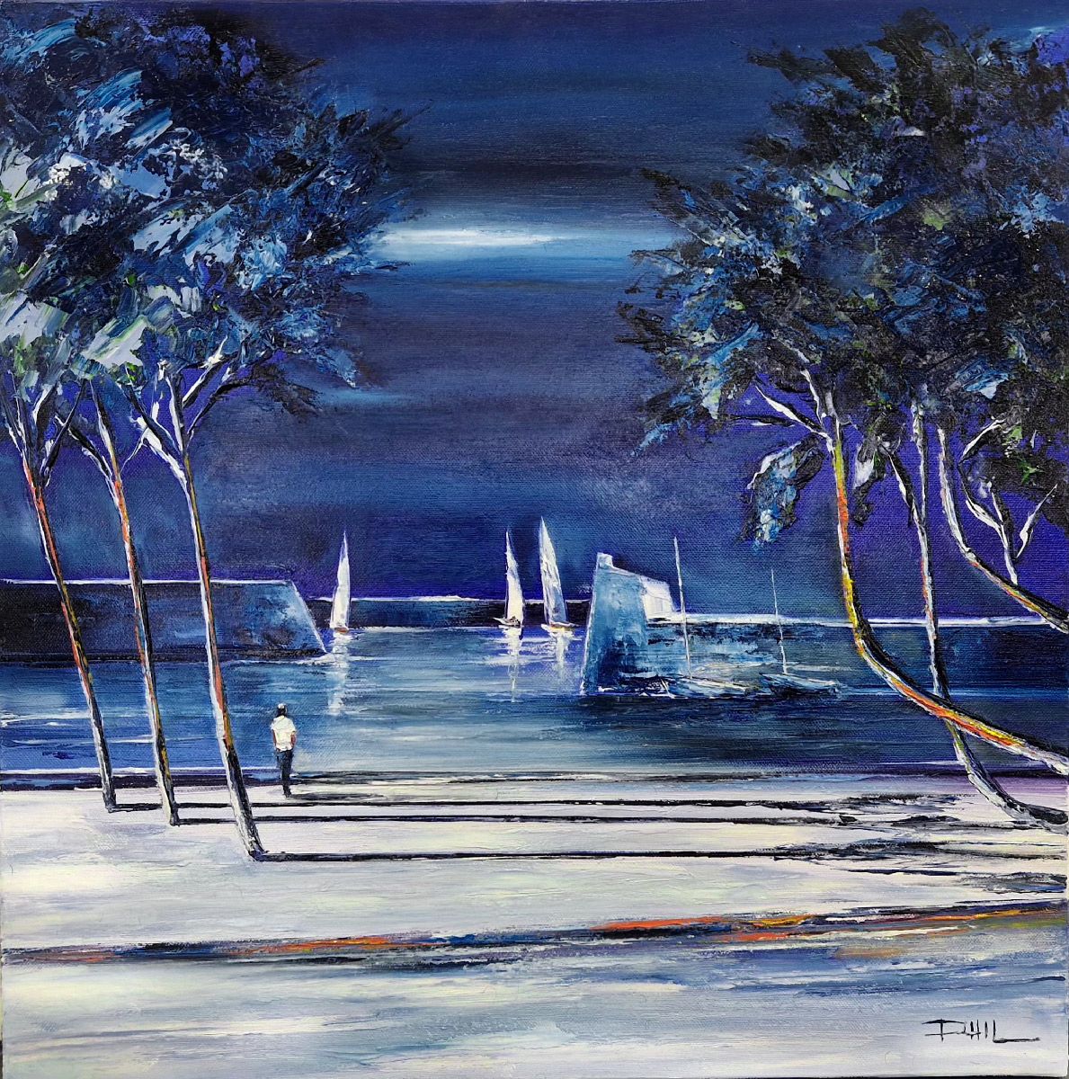 Tableau de PHIL a pour titre Nuit claire style figuratif dim : PHILprix:300