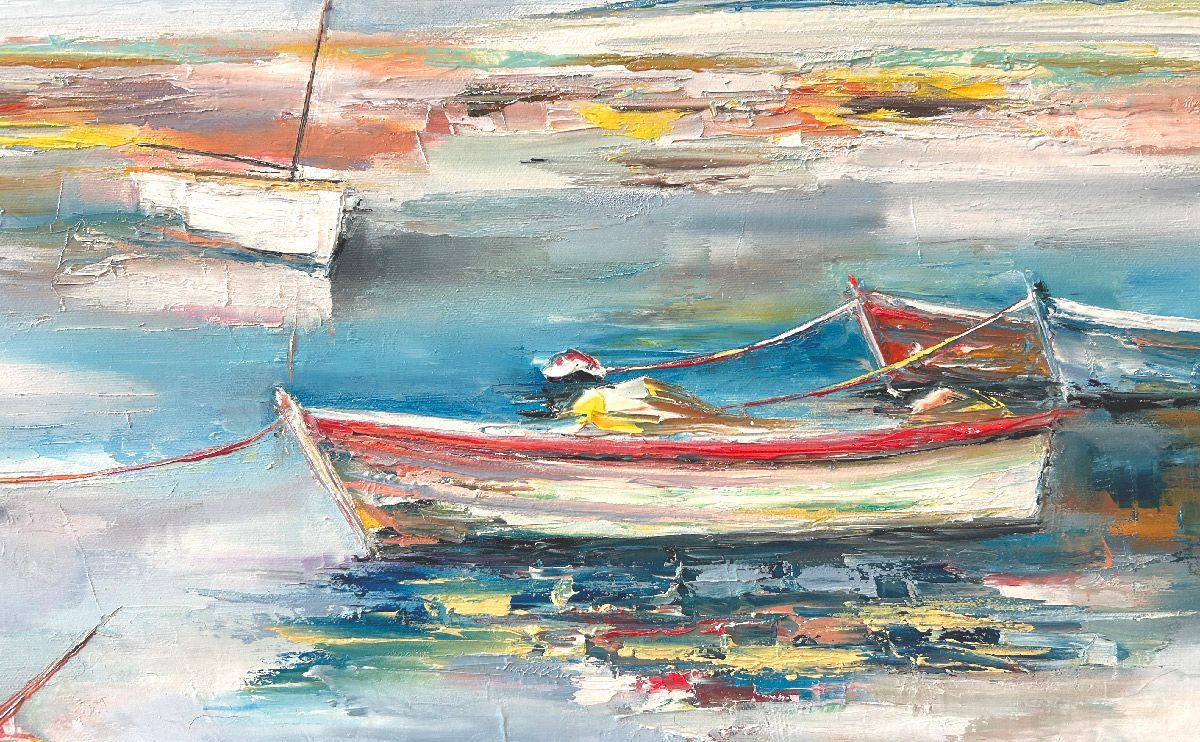 Tableau de PHIL a pour titre Les barques style figuratif dim : PHILprix:600