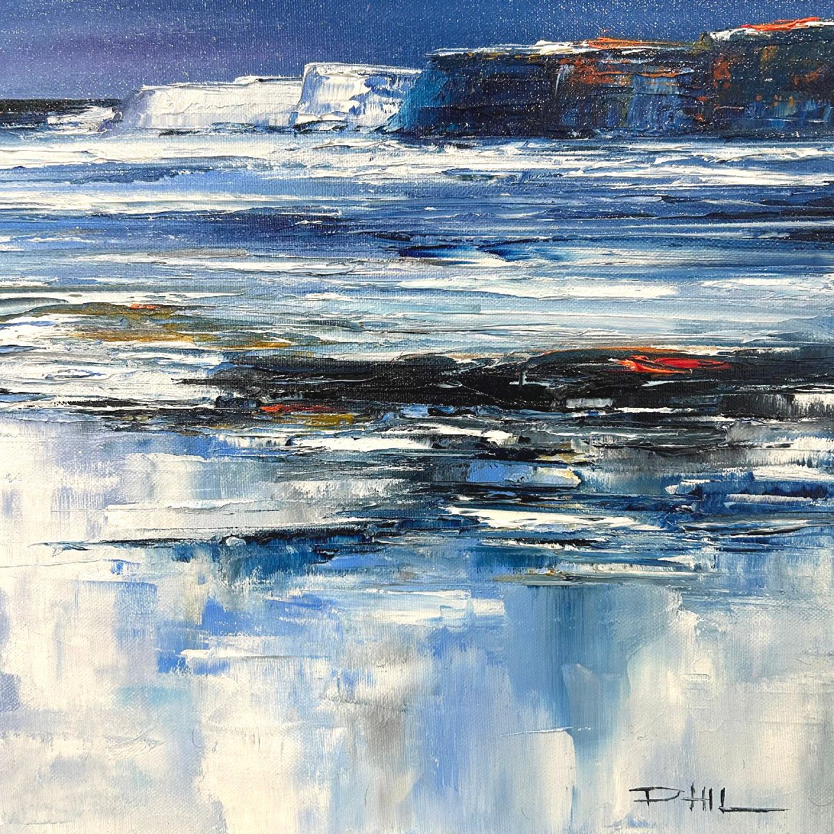 Tableau de PHIL a pour titre Les hautes falaises style figuratif dim : PHILprix:350