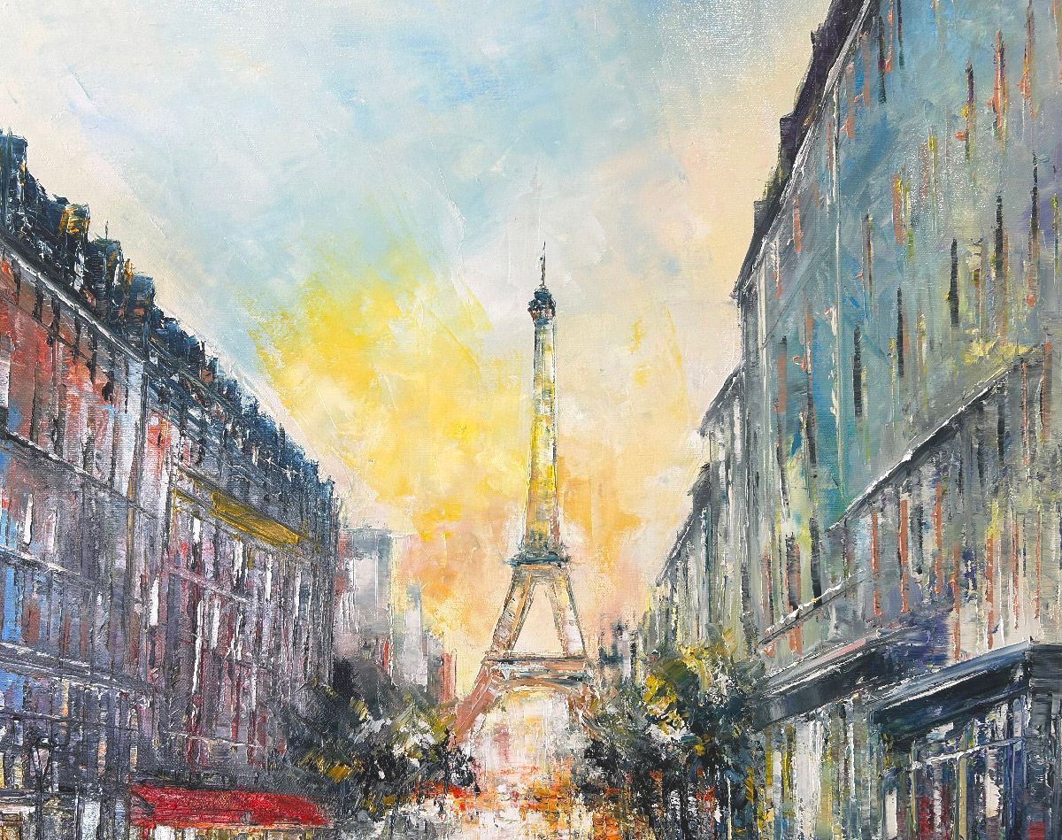 Tableau de PHIL a pour titre Le boulevard, Paris style figuratif dim : PHILprix:600