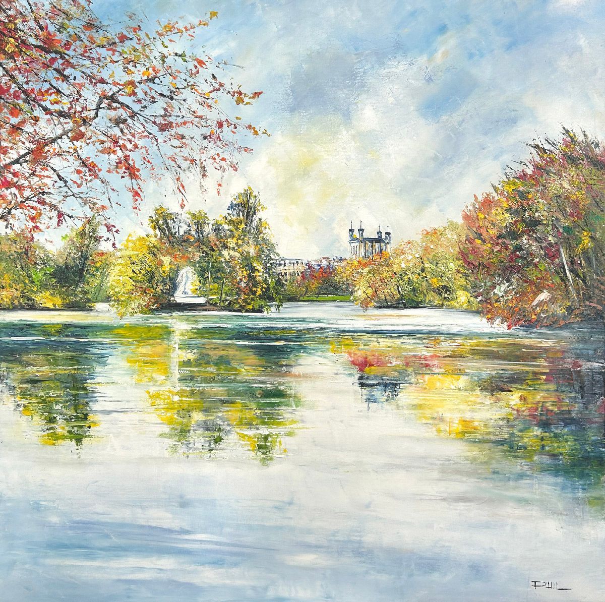Tableau de PHIL a pour titre Parc de la tête d'or Lyon style figuratif dim : PHILprix:600