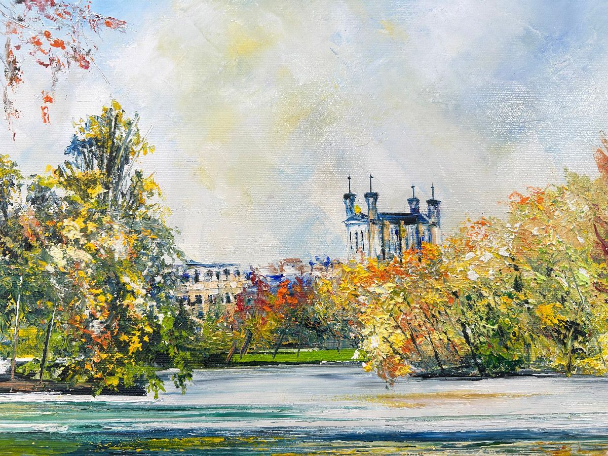 Tableau de PHIL a pour titre Parc de la tête d'or Lyon style figuratif dim : PHILprix:600