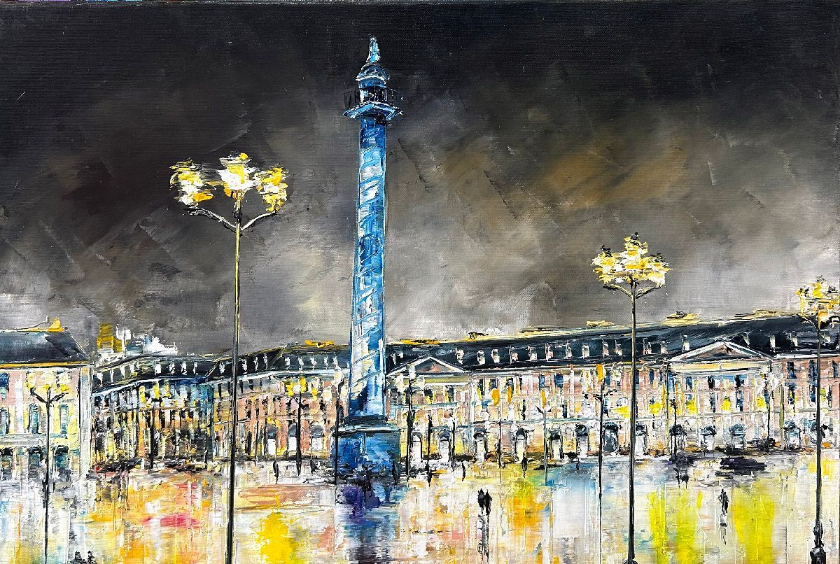 Tableau de PHIL a pour titre Place Vendôme, Paris style figuratif dim : PHILprix:350