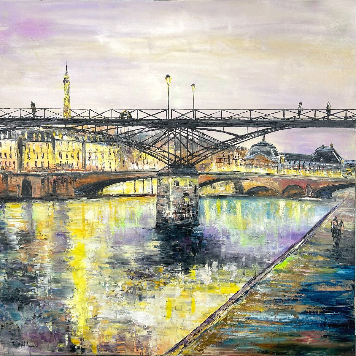 Tableau de PHIL a pour titre Pont des Arts, Paris style figuratif dim : PHILprix:600