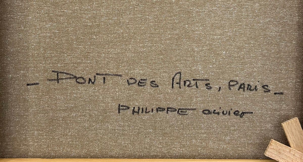 Tableau de PHIL a pour titre Pont des Arts, Paris style figuratif dim : PHILprix:600