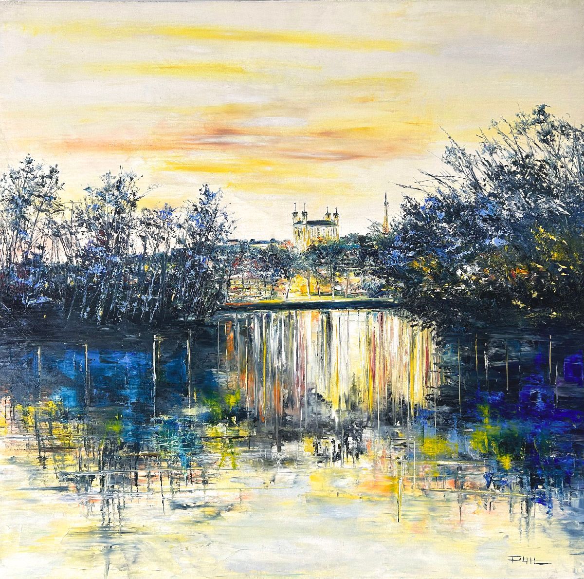 Tableau de PHIL a pour titre Soirée parc de la tête d'or style figuratif dim : PHILprix:600
