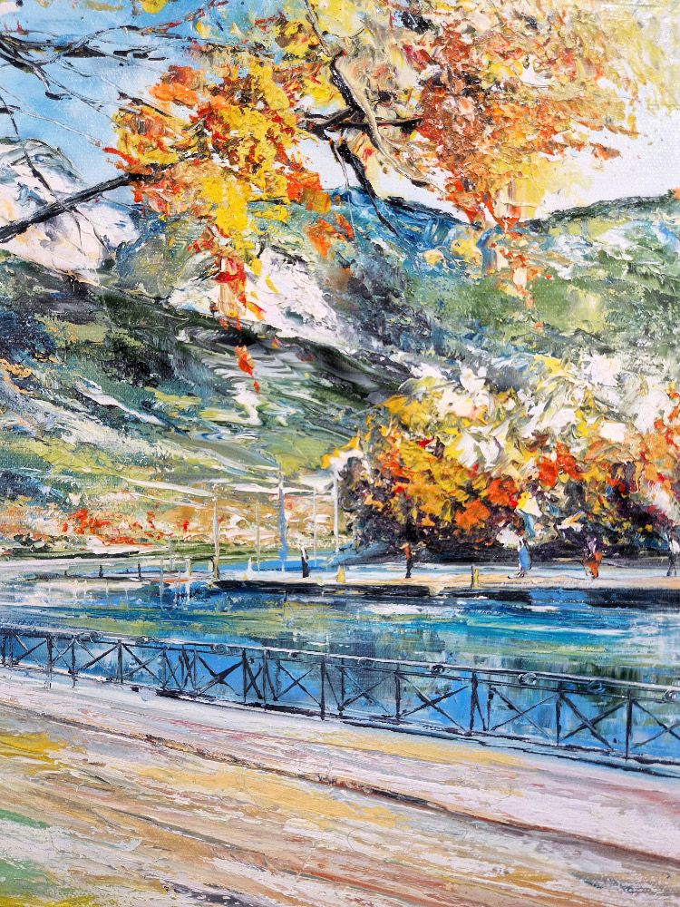 Tableau de PHIL a pour titre Le Thiou, Annecy style figuratif dim : PHILprix:300
