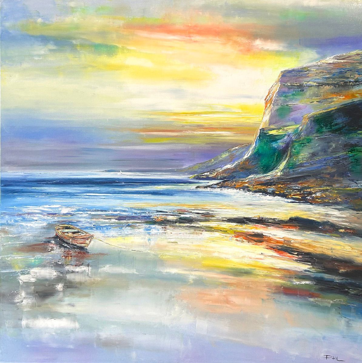 Tableau de PHIL a pour titre Grand littoral style figuratif dim : PHILprix:850