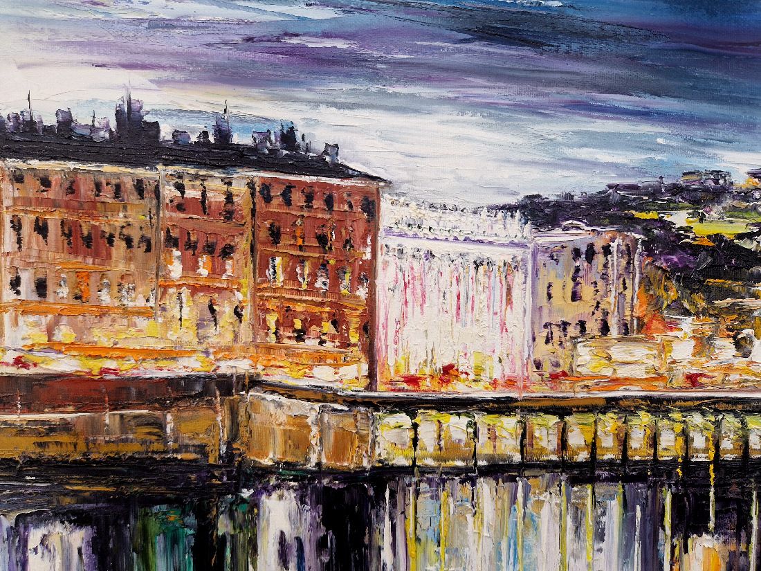 Tableau de PHIL a pour titre Quai de la Saône, Lyon style figuratif dim : PHILprix:700