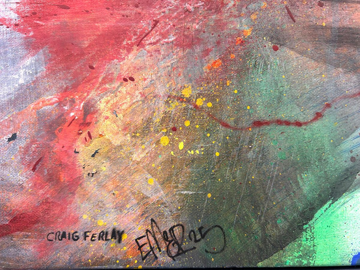 Tableau de Craig & Emer a pour titre Francky la girafe style graffiti, street art dim : Craig & Emerprix:400