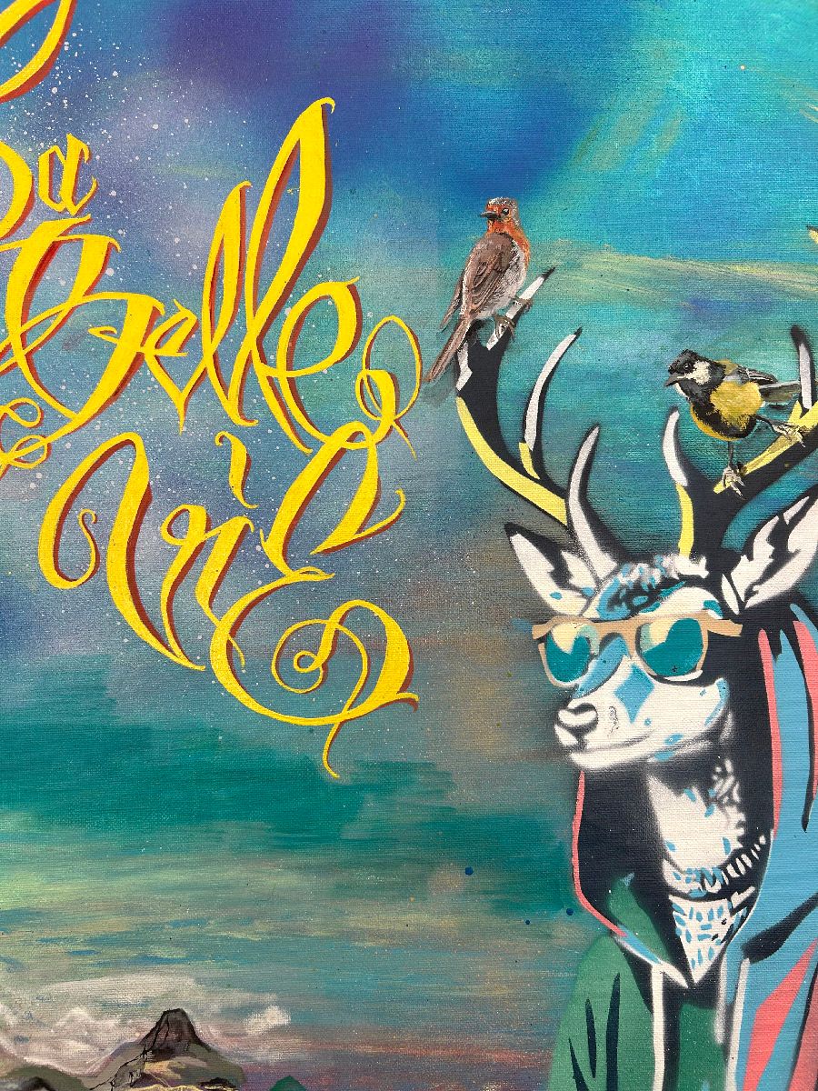 Tableau de Craig & Emer a pour titre La belle vie style graffiti, street art dim : Craig & Emerprix:600