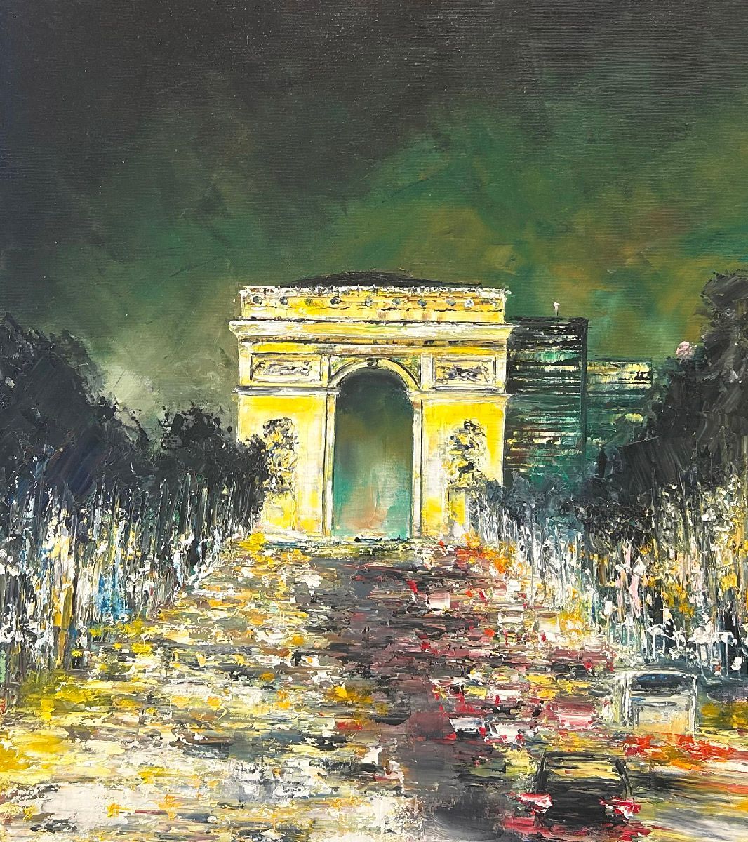 Tableau de PHIL a pour titre Les Champs Elysées style figuratif dim : PHILprix:700