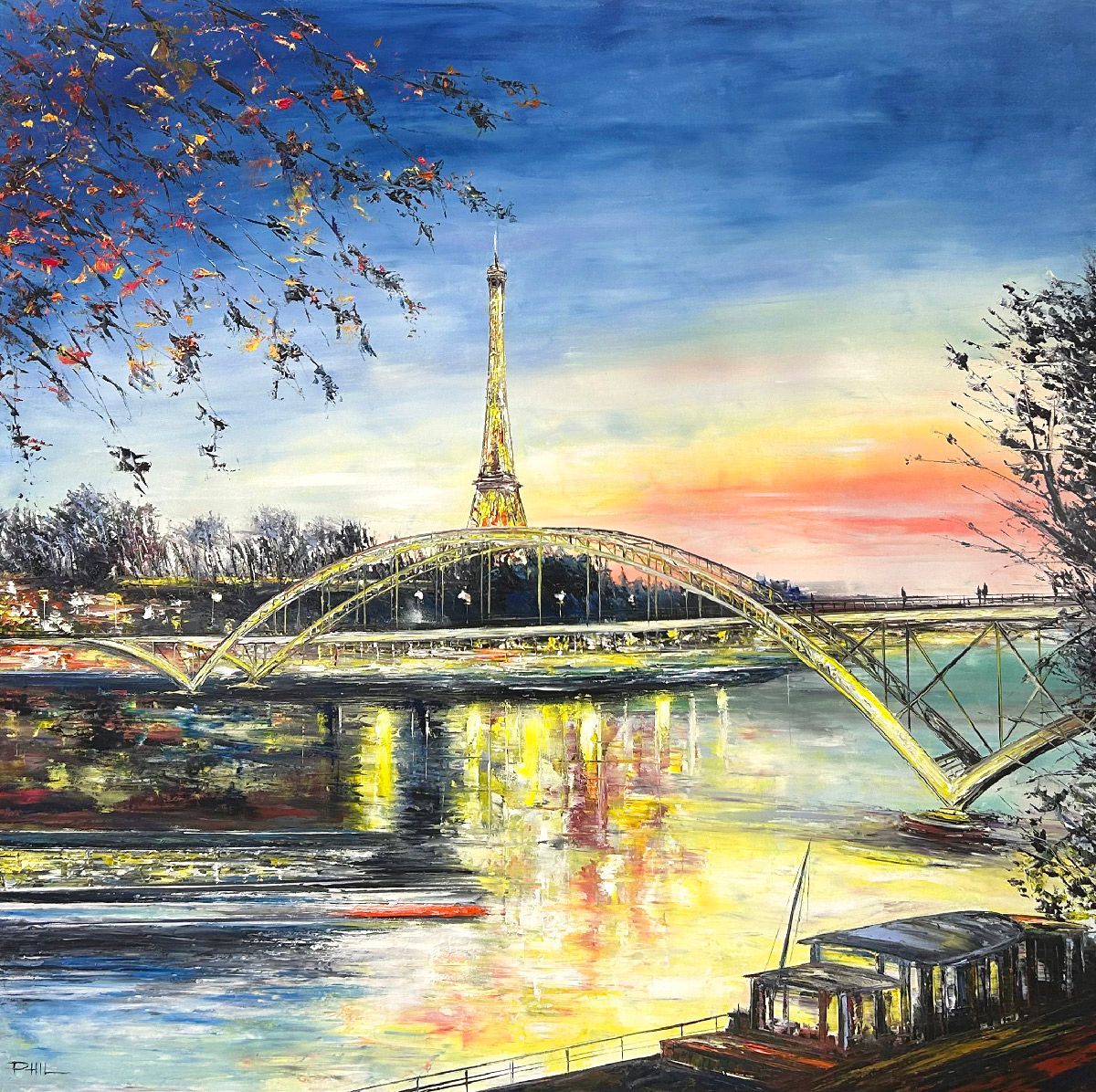 Tableau de PHIL a pour titre Passerelle de Billy style figuratif dim : PHILprix:850