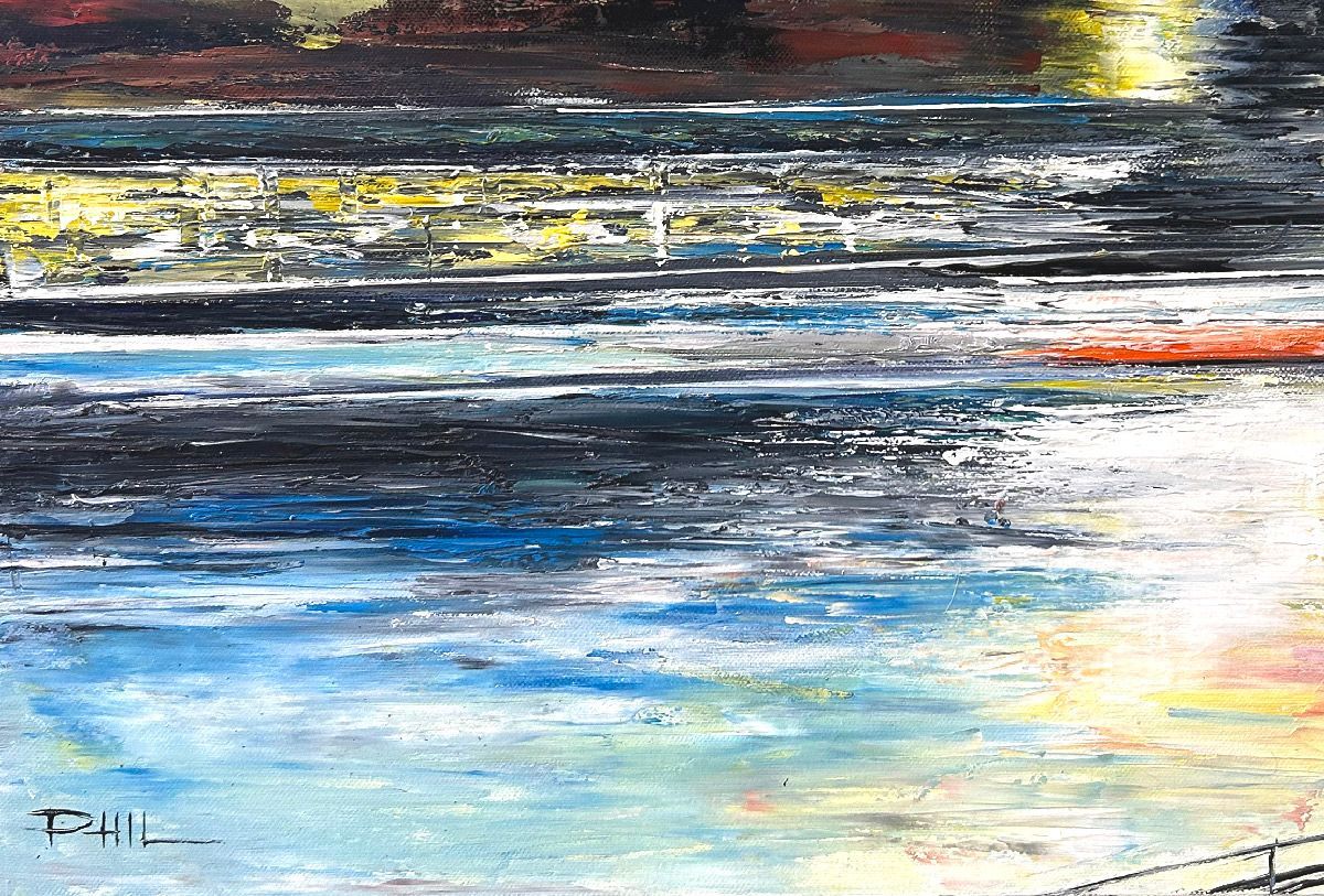 Tableau de PHIL a pour titre Passerelle de Billy style figuratif dim : PHILprix:850