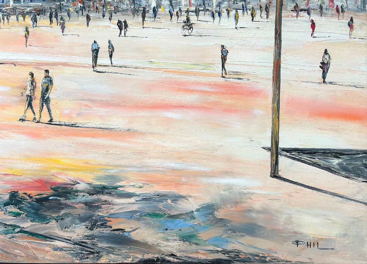 Tableau de PHIL a pour titre Place Bellecour, Lyon 2 style figuratif dim : PHILprix:700