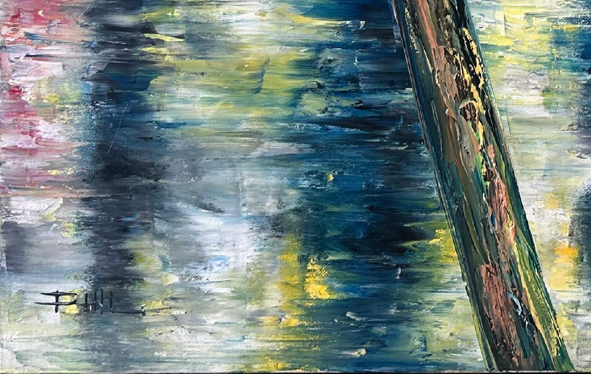 Tableau de PHIL a pour titre Sur les quais de Paris style figuratif dim : PHILprix:850