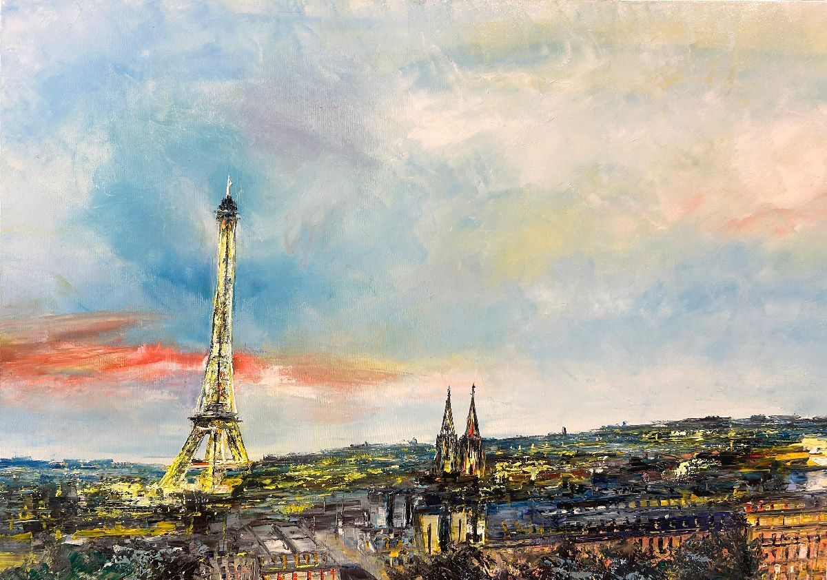 Tableau de PHIL a pour titre Vue sur le pont des Arts style figuratif dim : PHILprix:700