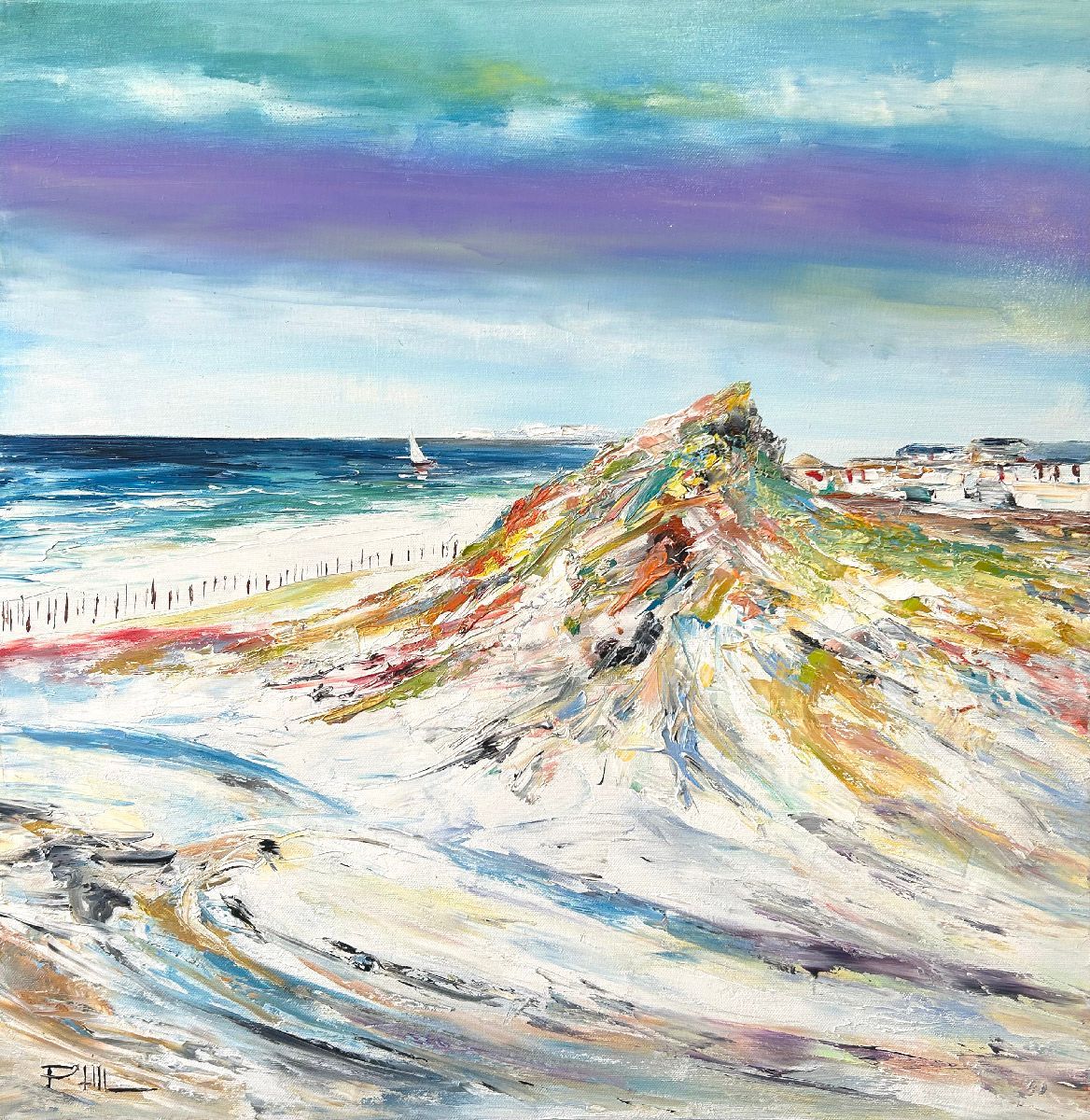 Tableau de PHIL a pour titre Les dunes style figuratif dim : PHILprix:350