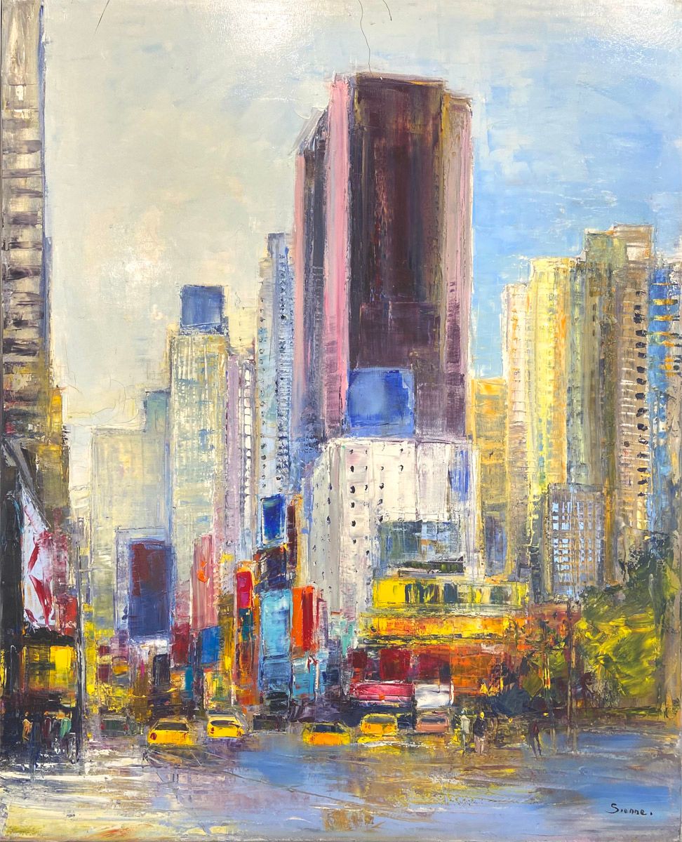 Tableau de BENOIT HAVARD a pour titre NY les taxis style abstrait dim : BENOIT HAVARDprix:2000