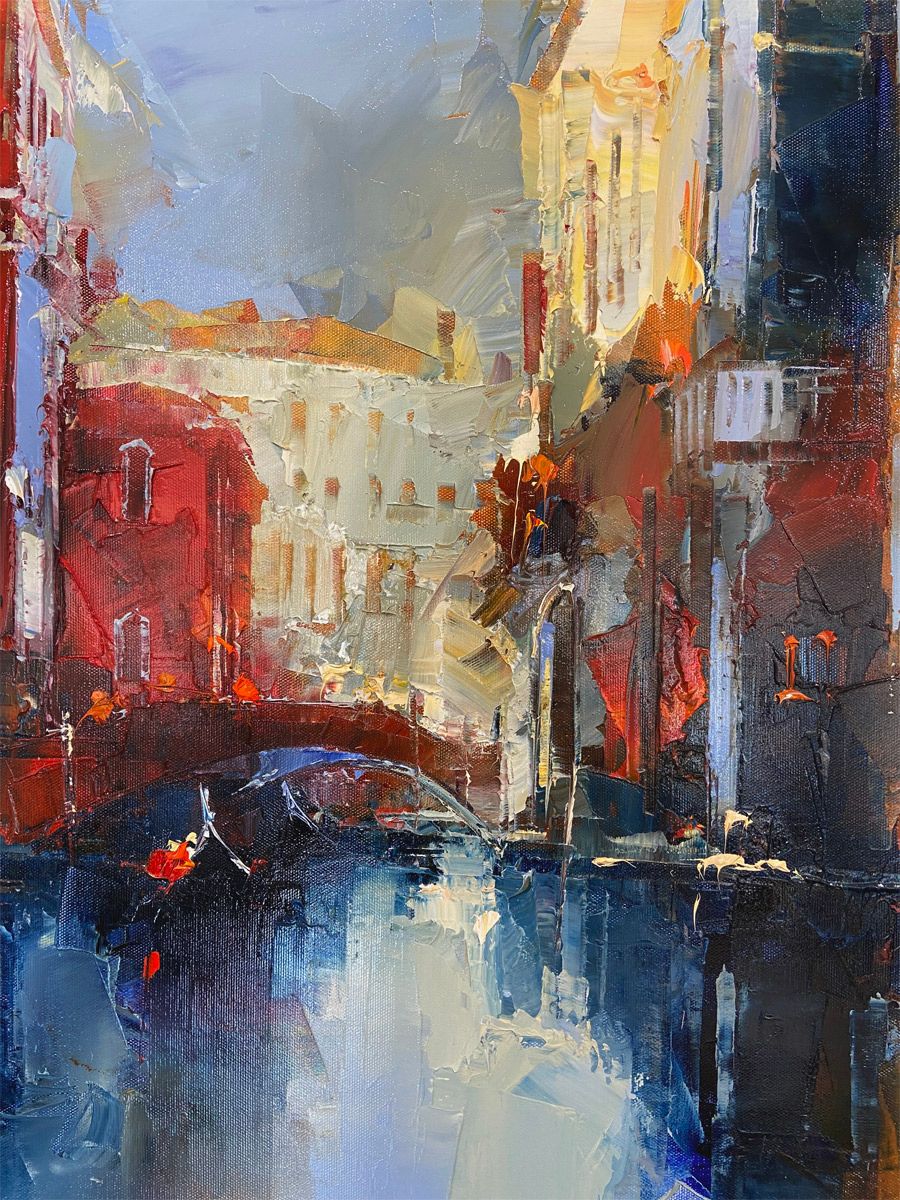 Tableau de BENOIT HAVARD a pour titre Venise, lumière sur le canal style abstrait dim : BENOIT HAVARDprix:2125
