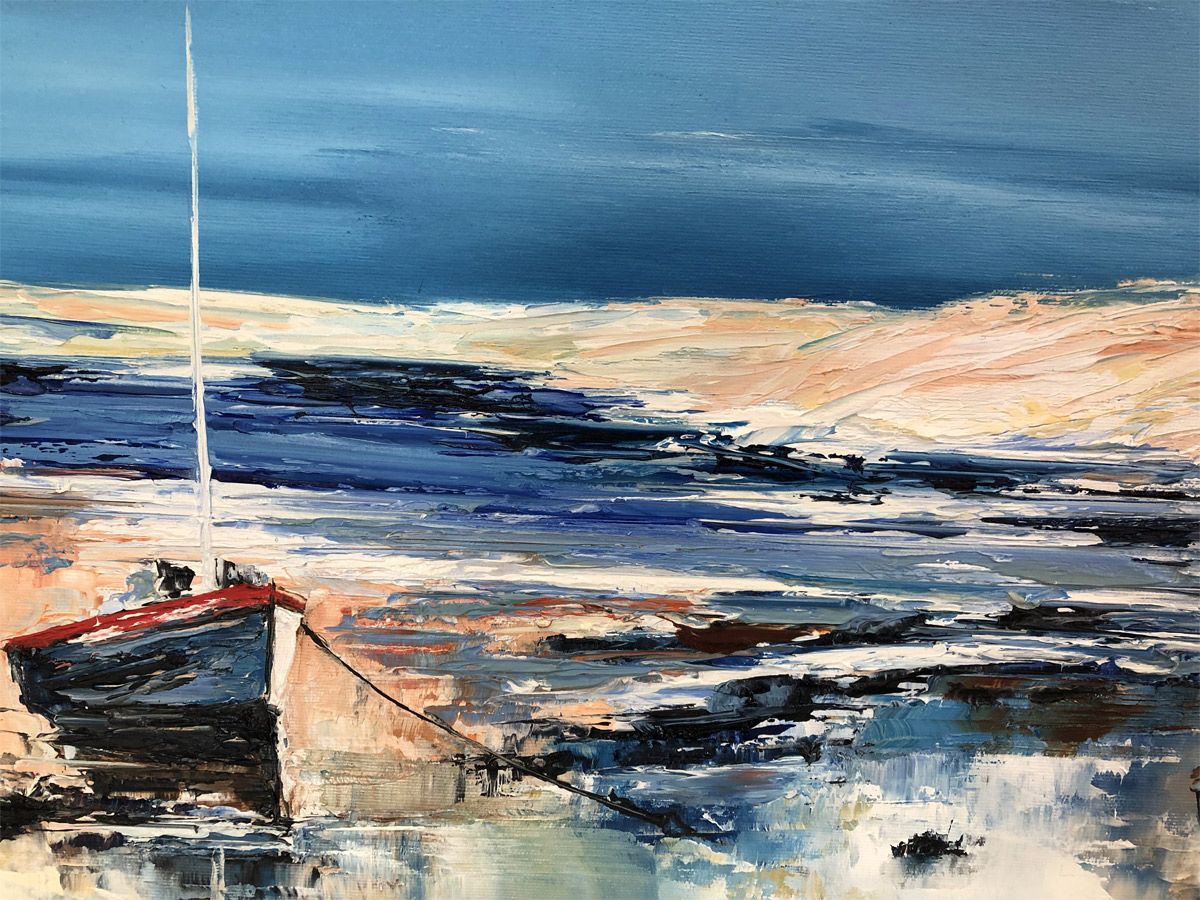 Tableau de PHIL a pour titre Les deux barques style abstrait dim : PHILprix:400