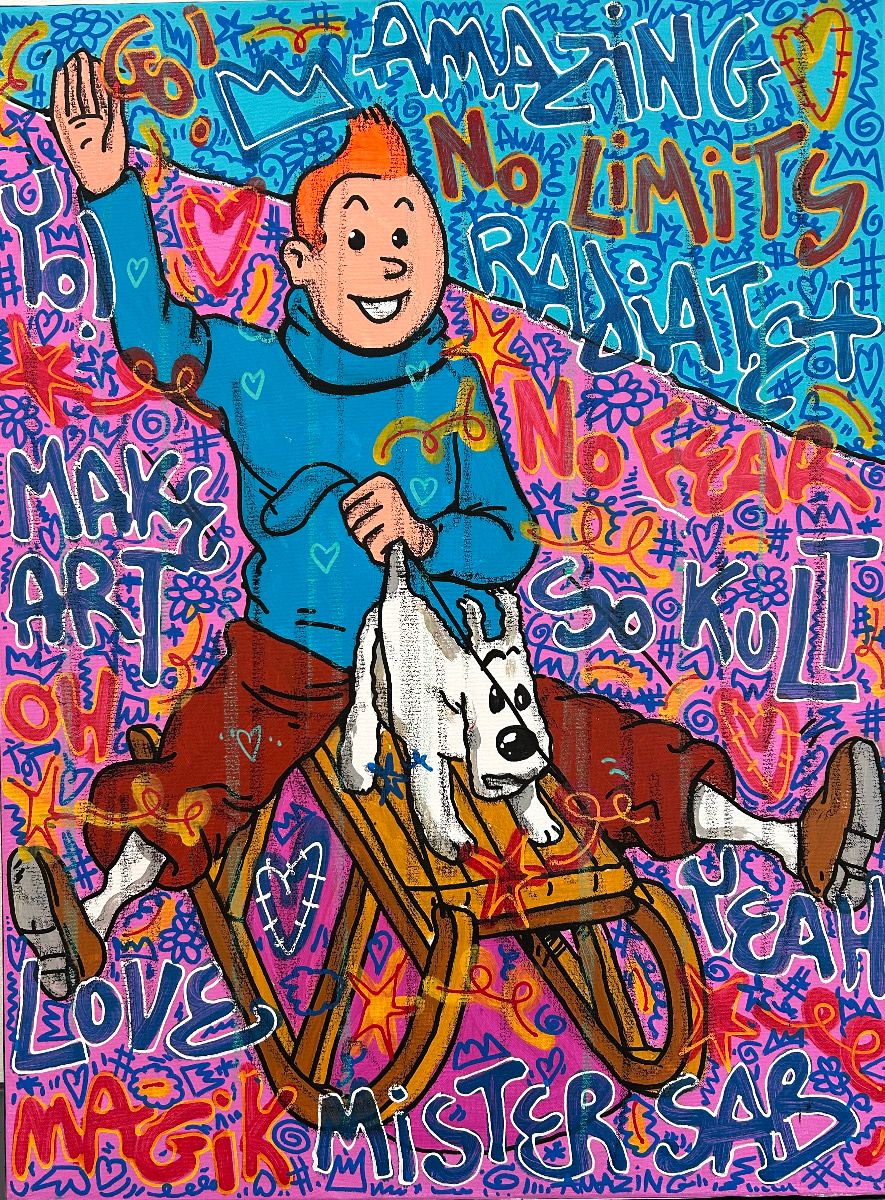 Tableau de RICO SAB a pour titre Schuss Tintin style street pop art dim : RICO SABprix:450