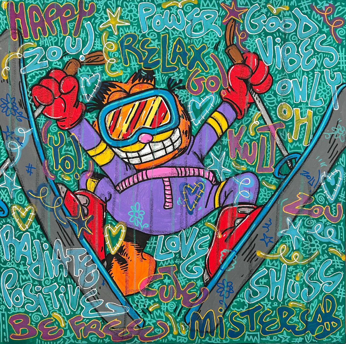 Tableau de RICO SAB a pour titre Schuss Garfield style street pop art, street art dim : RICO SABprix:600