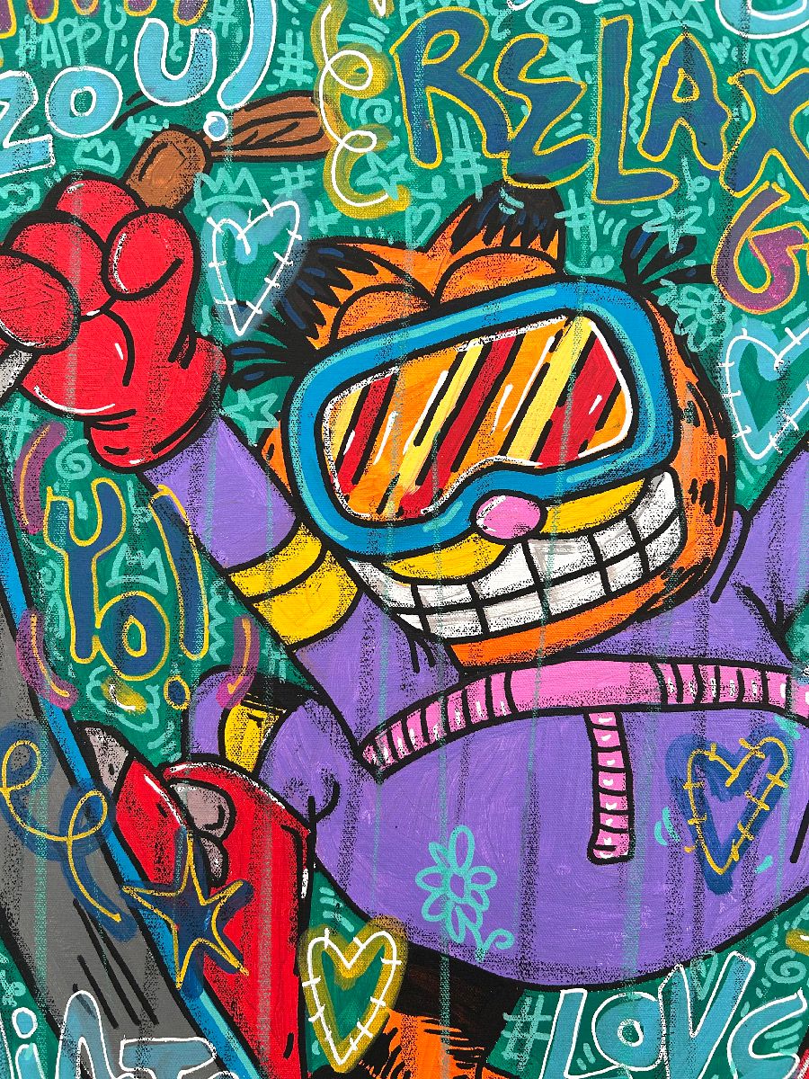 Tableau de RICO SAB a pour titre Schuss Garfield style street pop art, street art dim : RICO SABprix:600