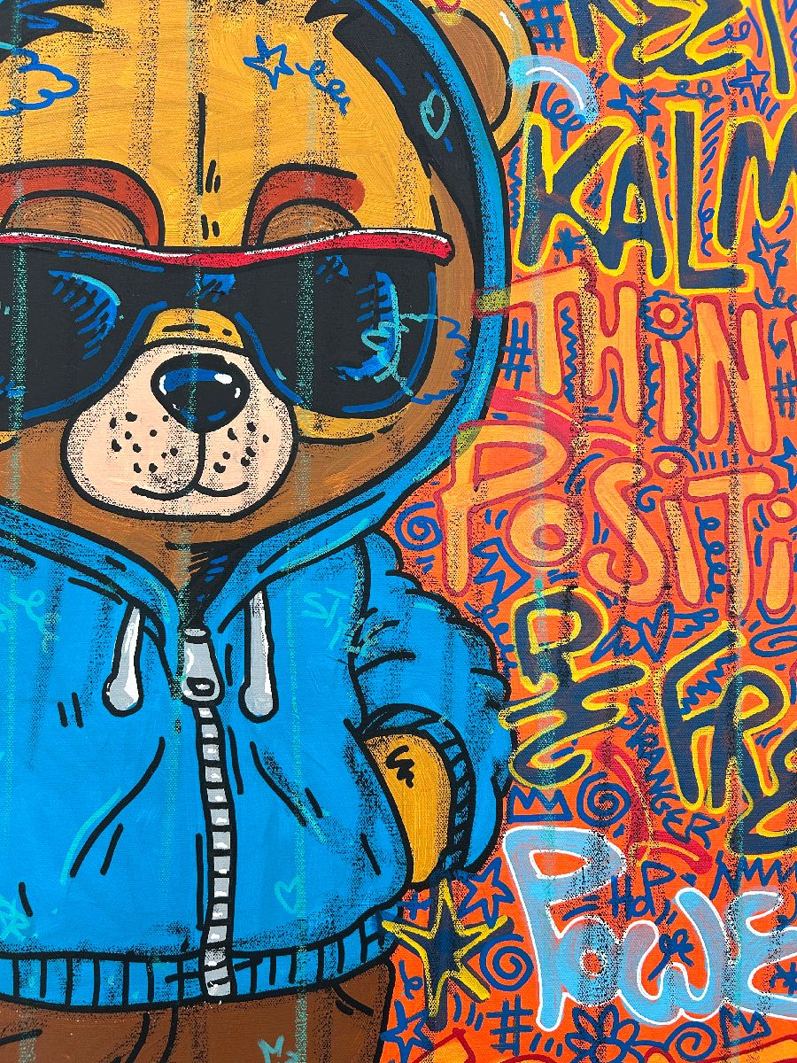 Tableau de RICO SAB a pour titre Think positive style street pop art, street art dim : RICO SABprix:600