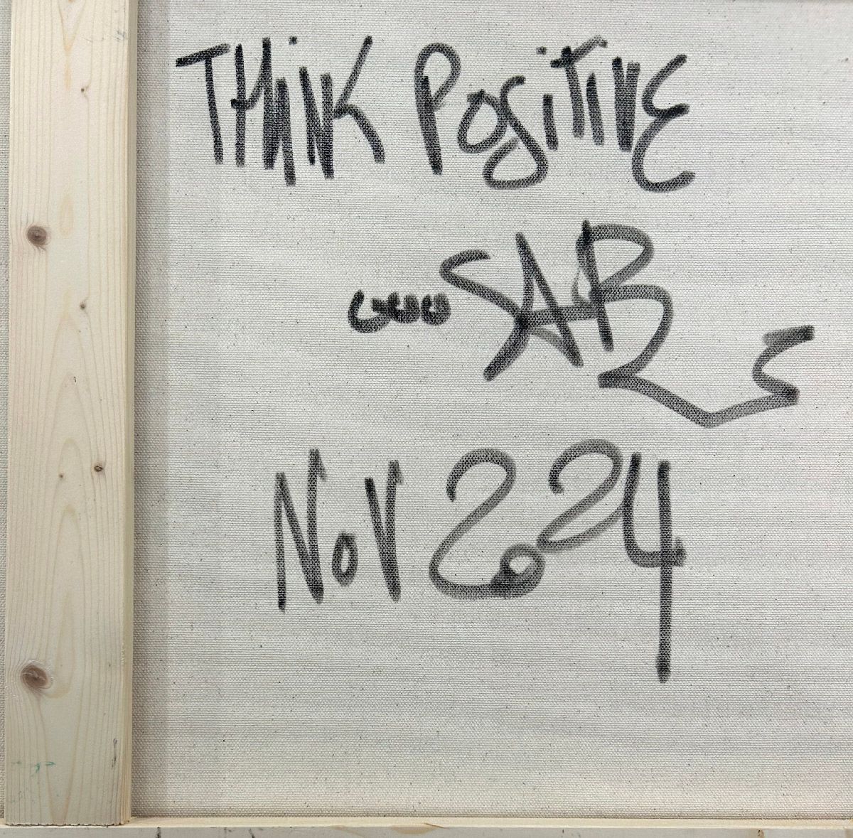 Tableau de RICO SAB a pour titre Think positive style street pop art, street art dim : RICO SABprix:600