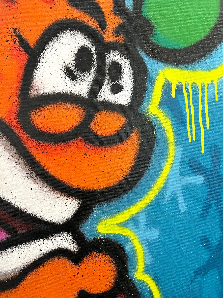 Tableau de Carotte a pour titre Blue star style graffiti, street art dim : Carotteprix:450