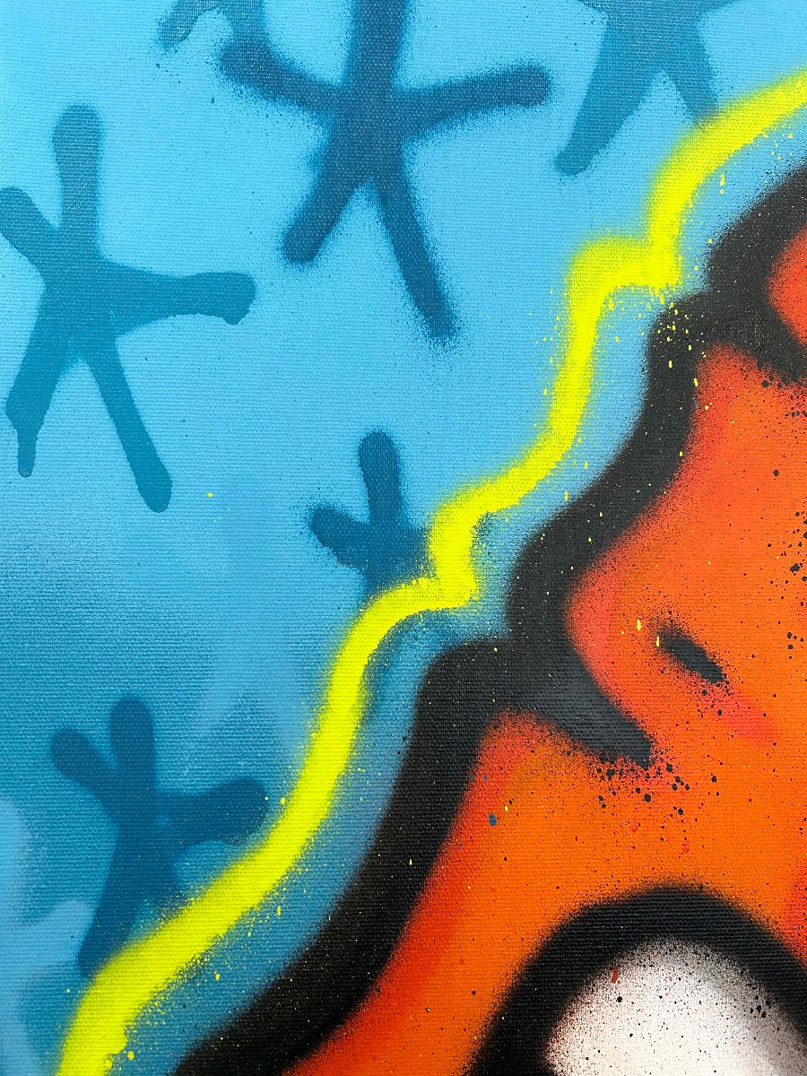 Tableau de Carotte a pour titre Blue star style graffiti, street art dim : Carotteprix:450