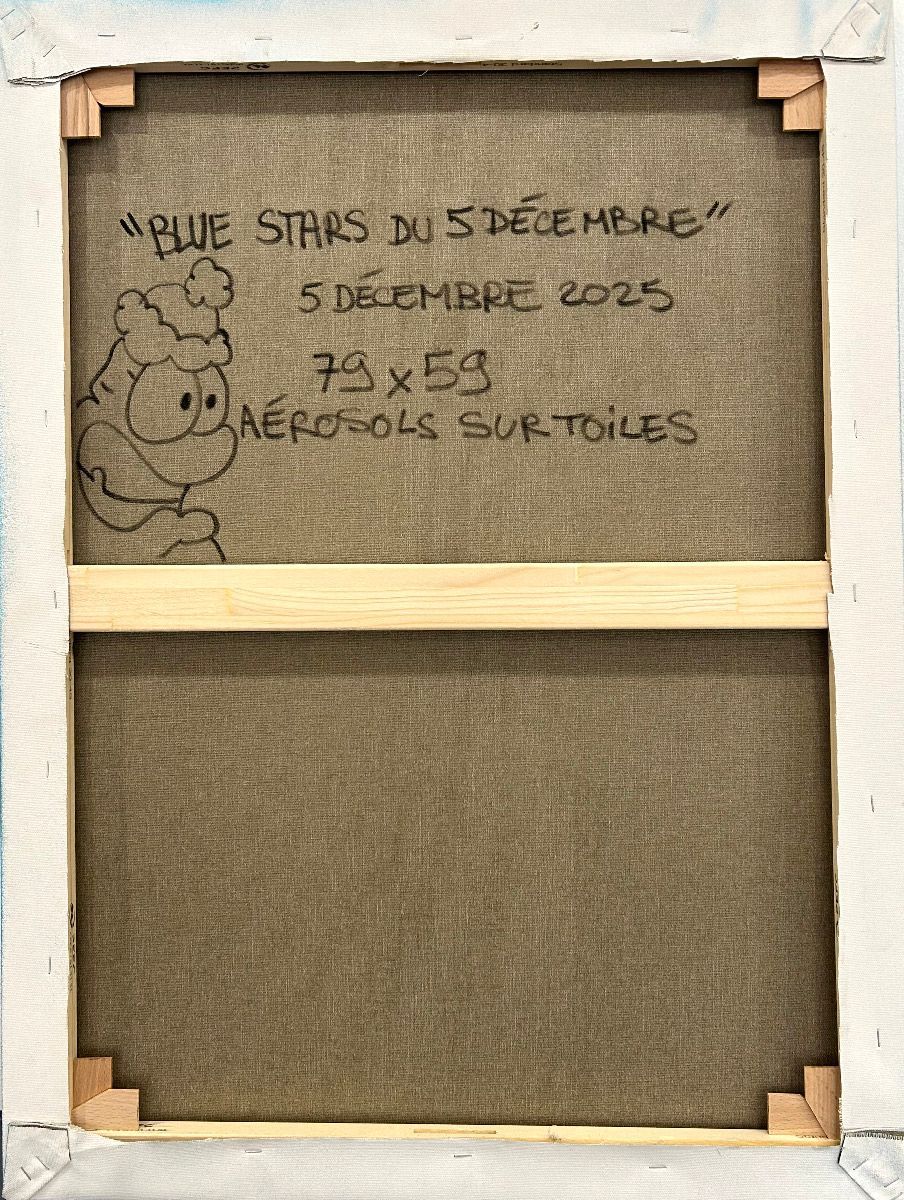 Tableau de Carotte a pour titre Blue star style graffiti, street art dim : Carotteprix:450
