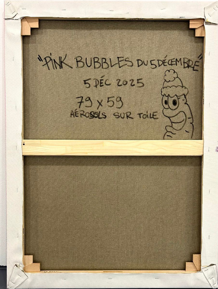 Tableau de Carotte a pour titre Pink bubbles style graffiti, street art dim : Carotteprix:450