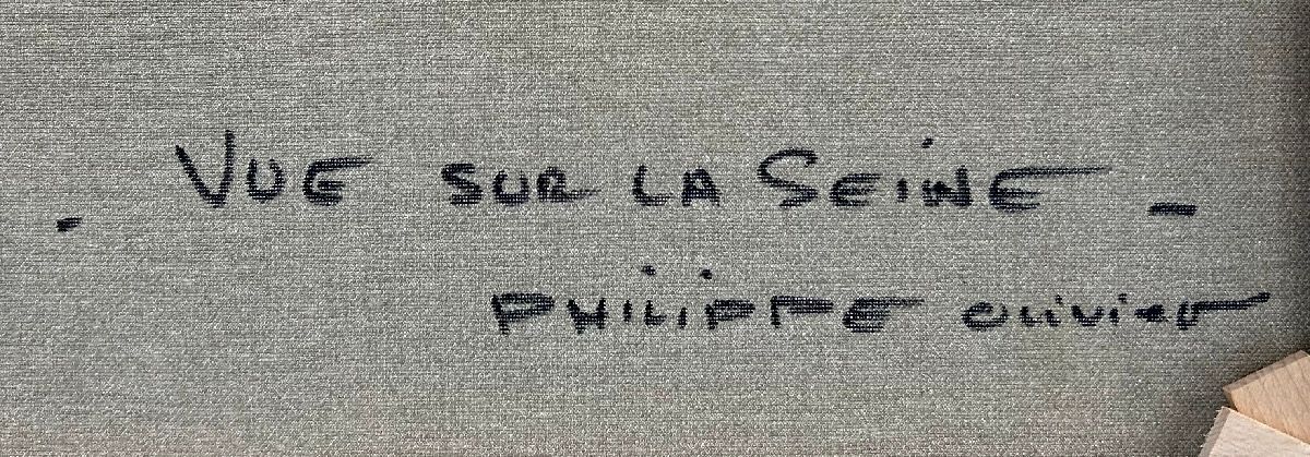 Tableau de PHIL a pour titre Vue sur la Seine style figuratif dim : PHILprix:350