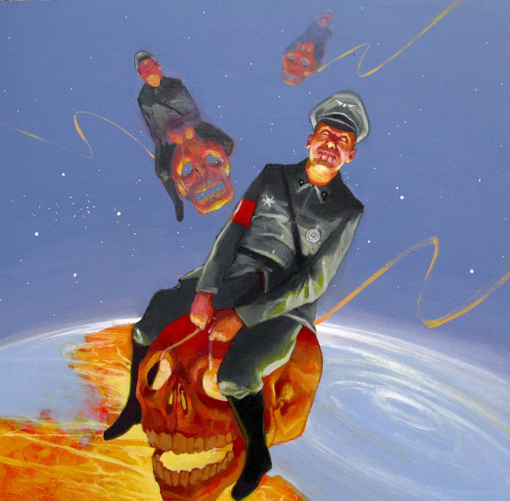 Tableau de MASSEBEUF Olivier a pour titre PERSONAE NON GRATA style figuratif dim : MASSEBEUF Olivierprix:400