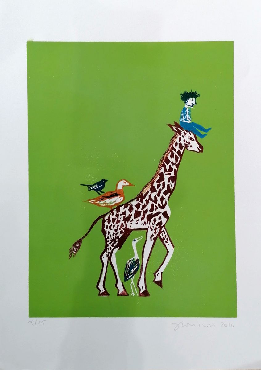 Editions d'art de JULIA CHAUSSON a pour titre PETITS ET GRANDS style figuratif dim : JULIA CHAUSSONprix:130