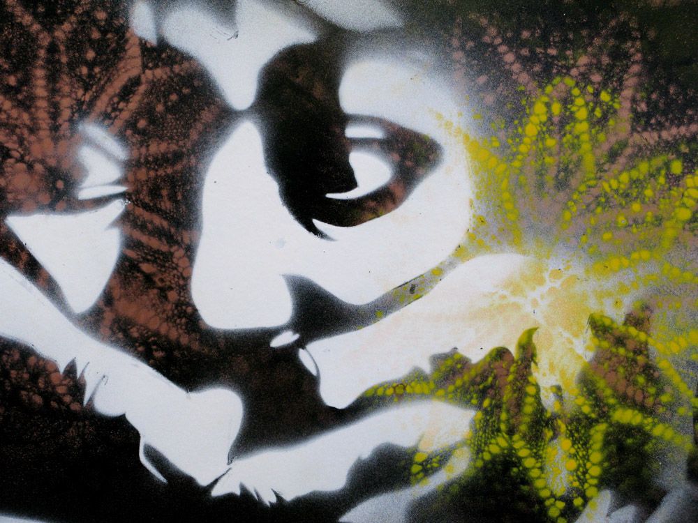 Tableau de KARO TRASS a pour titre Peur style street pop art, street art dim : KARO TRASSprix:170
