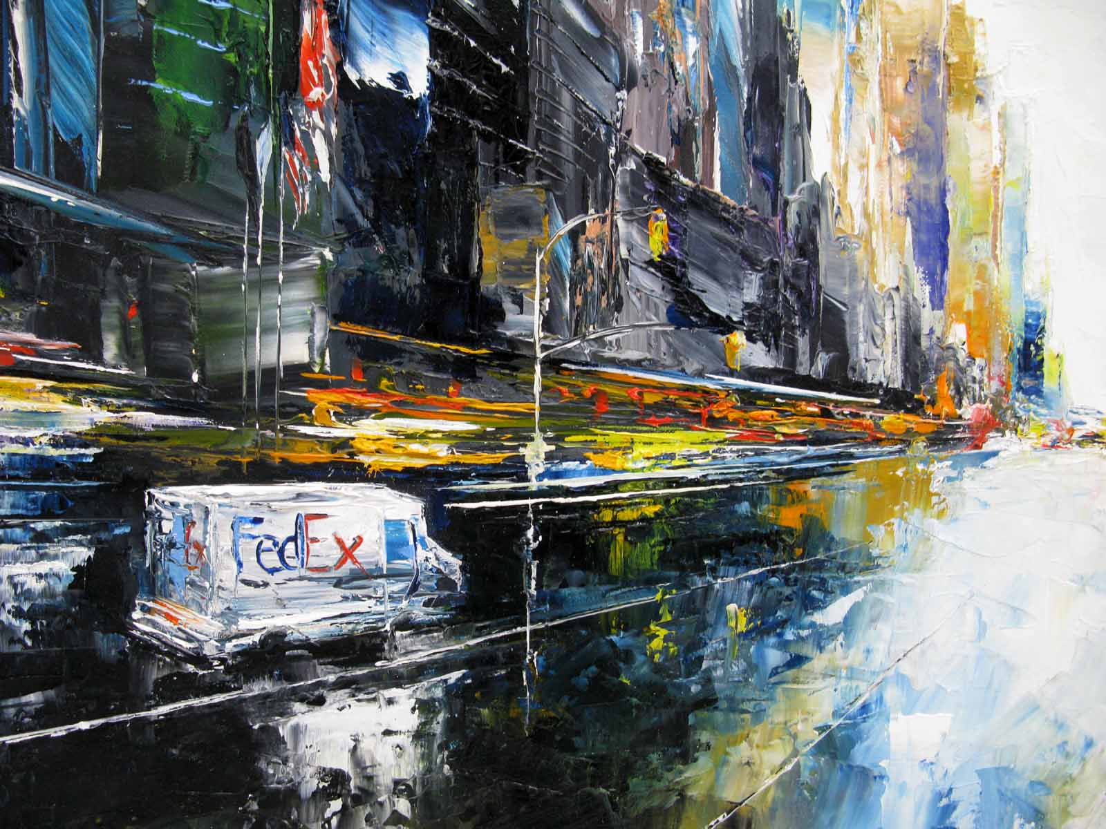Tableau de PHIL a pour titre Avenue N.Y style figuratif dim : PHILprix:700