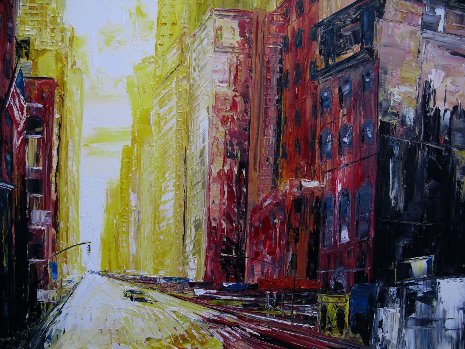 Tableau de PHIL a pour titre Yellow and red, NY style figuratif dim : PHILprix:700